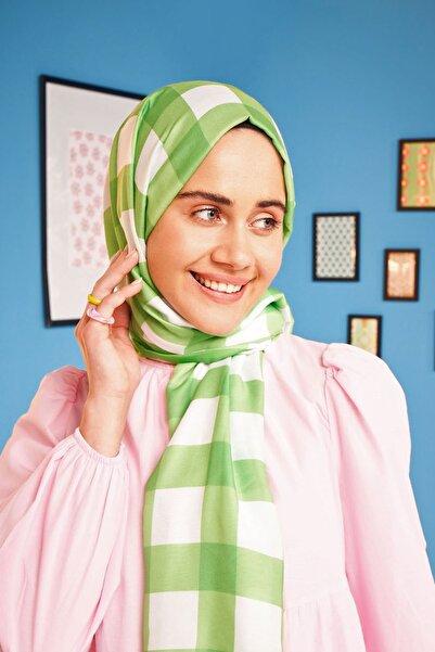 Modakaşmir Plaid Pattern Cotton Shawl