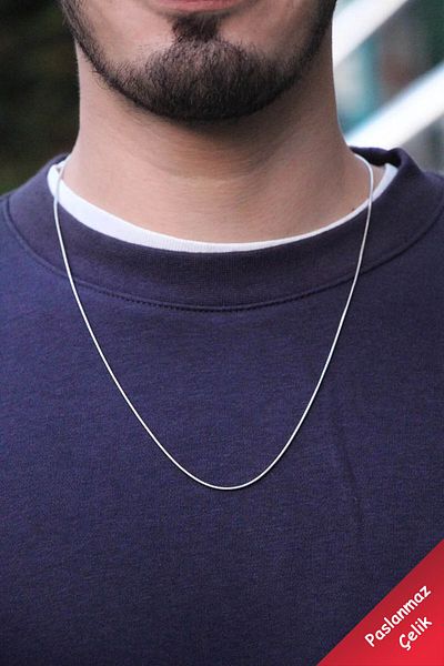 The Collection Silver Stainless Steel Italian Chain Necklace 60cm