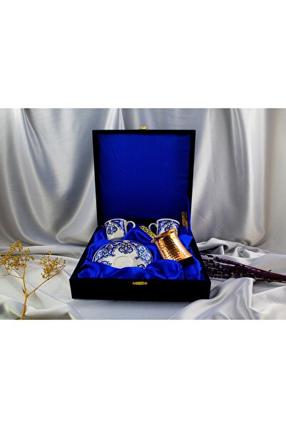 Kütahya Serigrafi 2li Altın Yaldızlı Cezveli Fincan Takımı