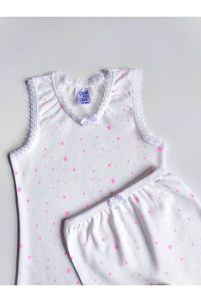 ÇebiKids Girl's 100% Cotton Undershirt-Cuffed Panties Set