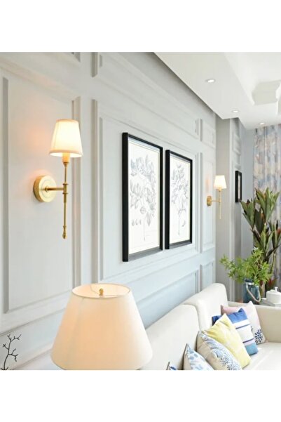 Fico Home Duvar Aplik Krem Abajur Eskitme Gold Sarı Modern Tasarım Elektrik Ile Çalışır