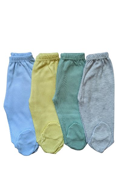 Sevilla Polka Dot Baby Boy Combed Cotton Booties Pajama Bottoms 4-Piece