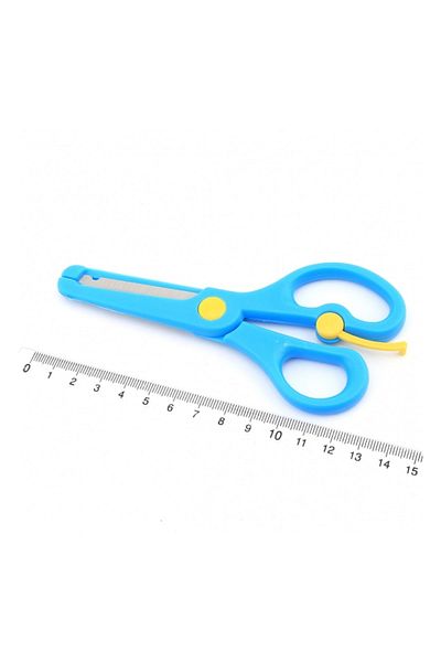 nistabolje 3 Pieces of Children's Scissors, Blunt Tip, Spring-loaded, Plastic Protected School Student Scissors