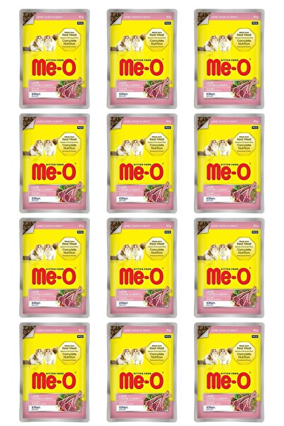 me-o 12 Adet Meo Kitten Gravy Soslu Kuzulu Yavru Kedi Konservesi 80 Gr