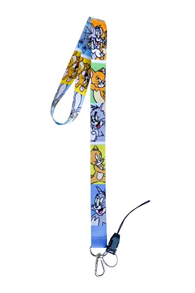 neptünstore توم وجيري - حبل رقبة بشارة الاسم باللون الأصفر والأزرق وحبل حزام ...