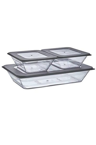 EbruliHomeArt Acrylic Prism Breakfast Storage Container with Lid Gray Breakfast Container