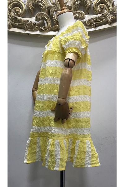 Çikoby Girl's Striped Balloon Sleeve Dress