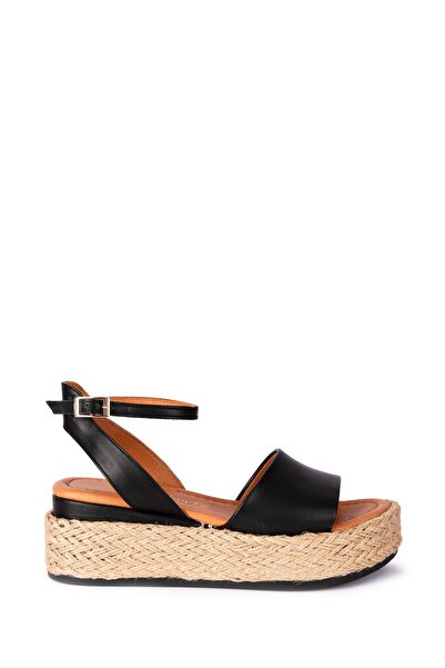gumushoe Black Thick Banded Women's Sandals - Wedge Heel 1641