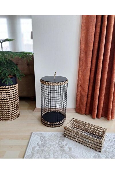 Egindra Ψάθινο καλάθι ρούχων 2 τεμαχίων, γωνιακό και στρογγυλό - Χειροποίητος...