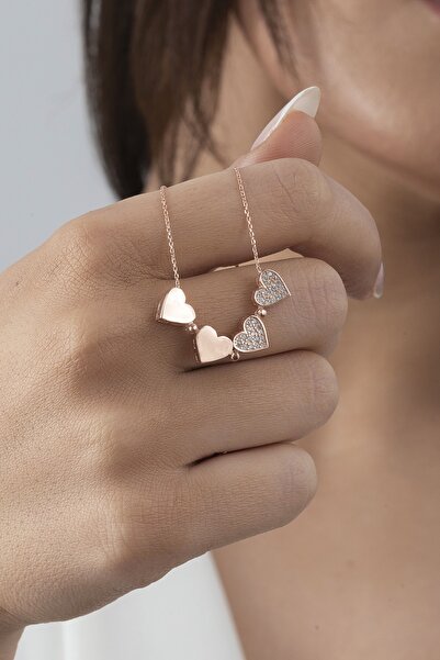 ESSARE 925 Ayar Gümüş Mıknatıslı Ayrılabilir 4 Kalpli Yonca Kolye