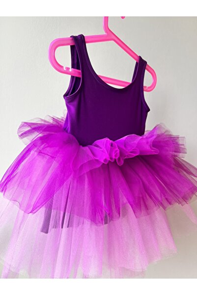 MegiKids Mor Askılı Tütü Elbise