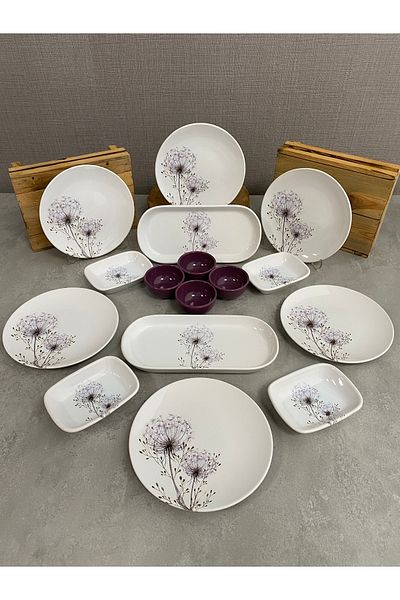 Keramika Set Breakfast Chicory Purple 16 Pieces for 6 People