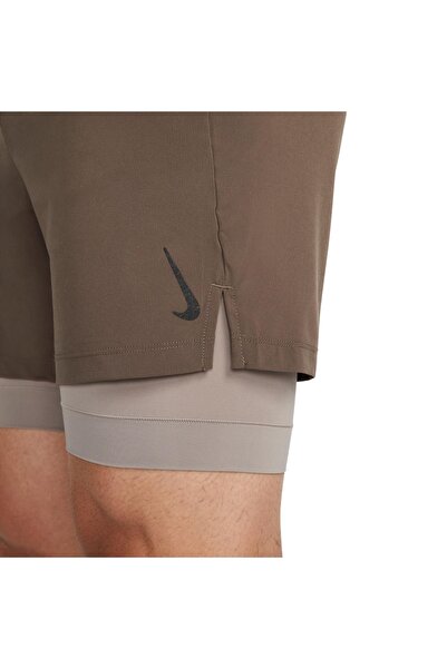 Nike Sportswear Dri Fit Yoga Erkek 2'si 1 Arada Erkek Taytlı Gri Spor Şort Dc5320 004