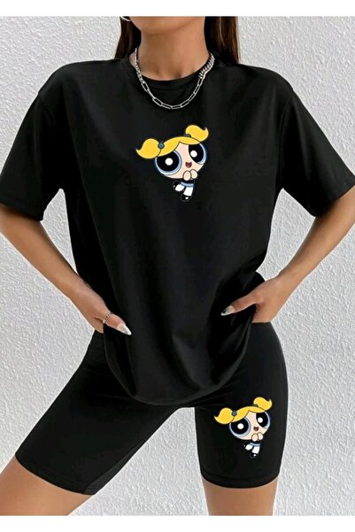 Tarzsokak Set combinat de colanți și tricou negri pentru femei