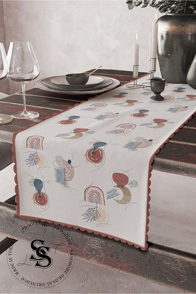 SasoHome Design modern simplu, vază etnică, roz, albastru, și model floral, alergător decorativ imprimat digital