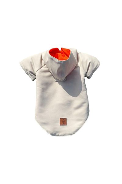 Bi Dolap Ponçik Bi Raincoat Water Repellent Fabric Cream Color Orange Cat Dog Clothing & Raincoat