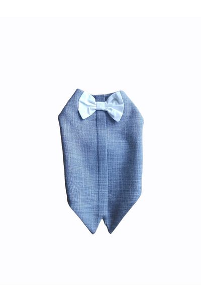 Bi Dolap Ponçik Bi Ponchik Tuxedo Linen Fabric Blue Cat Dog Outfit & Tuxedo