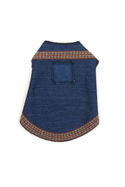 Bi Dolap Ponçik Bi Çengu Denim Vest Navy Blue Soft Denim Fabric Cat Dog Outfit & Vest