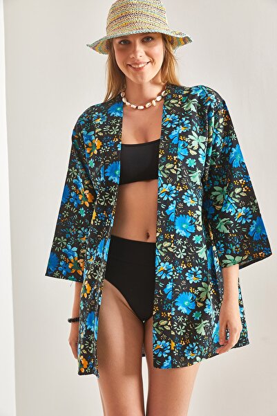 Bianco Lucci Γυναικείο λινό κιμονό με πολλά σχέδια