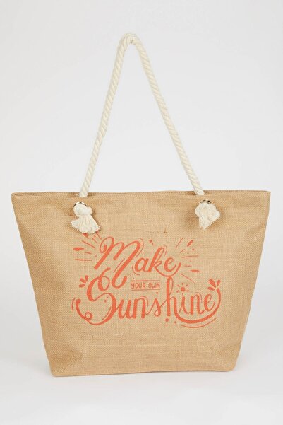 DeFacto Beach Bag - Orange - With Slogan