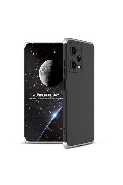 Nezih Case حافظة هاتف Xiaomi Redmi Note 12 Pro 5g 360 حماية كاملة من 3 قطع من السيليكون الصلب النحيف (رفيعة جدًا) أسود/رمادي