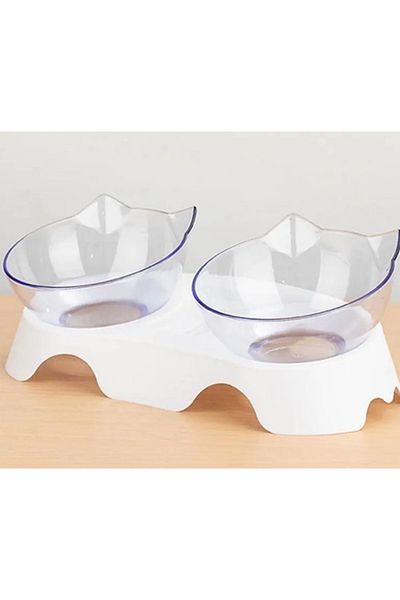 FloriaShopping Double Beveled Food and Water Bowl for Cats and Dogs