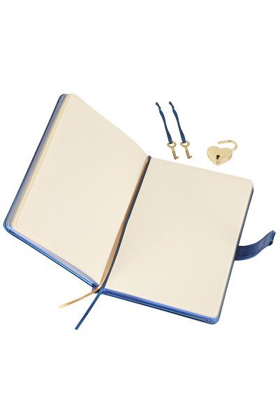 Victoria's Journals Hush Hush Metalik Kilitli Defter 13x18 Cm Mavi