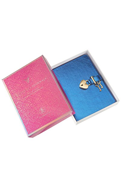 Victoria's Journals Hush Hush Metalik Kilitli Defter 13x18 Cm Mavi