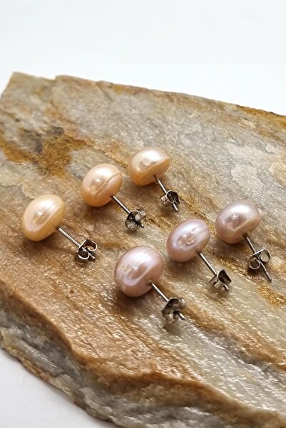 Anpiel Gerçek Inci Pembe Top Küpe (12mm)