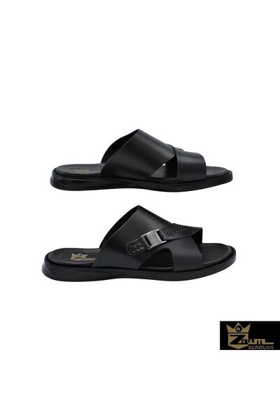 Zaim Kundura Erkek Siyah Hakiki Deri Terlik 342503016-1