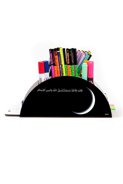kutuTR Wooden Vip Islam Series Rainbow Ruled Desktop Pen Holder Organizer with Assembled Box