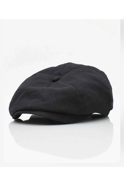 GoldCap Black Summer Linen British Style 8-Piece Peaky Blinders Cap Hat