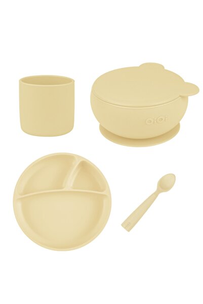 OiOi Mellow Yellow Dörtlü Set(tabak+bardak+kaşık+kapaklıkase)