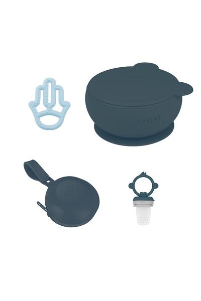 OiOi مجموعة معدنية عميقة مكونة من أربعة قطع - هريس، وعاء مفرغ، جراب وأم