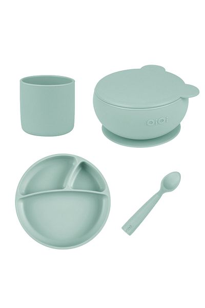 OiOi River Green Set of Four (plate+glass+spoon+bowl with lid)