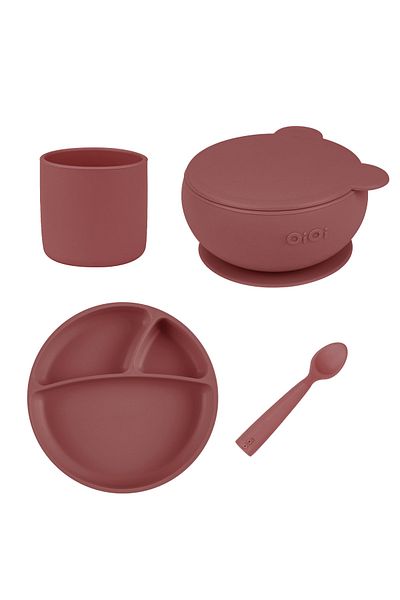 OiOi Velvet Rose Set of Four (plate+glass+spoon+bowl with lid)