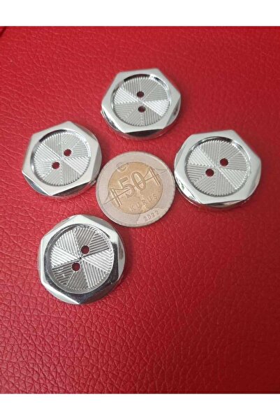 İMREN AKSESUAR Κουμπί Γκρι Μεταλλικό 4 Τρύπες 2,5 εκ. 1 Συσκευασία 5 Τεμάχια