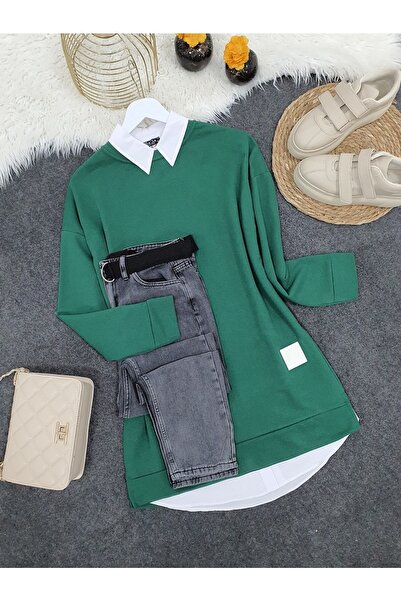 ZUMRAGİYİM Bisiklet Yaka Yırtmaçlı Penye 1. Kalite