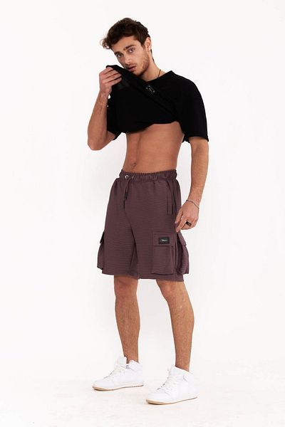 THIMOON Men's Burgundy Pocketed Combed Cotton Shorts