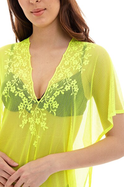 Eke Tekstil Floral Knitted Lace Detailed Tunic Lilac Color Pareo