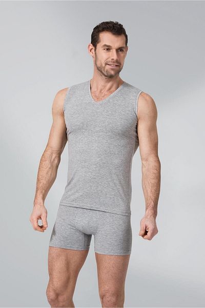 Namaldı 3-Piece Men's Gray V-Neck Athlete Zero Sleeve Body 3 Pack 188