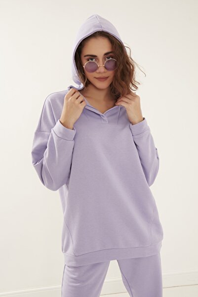 daily basicss %100 Pamuklu Lila Rengi Oversize Eşofman Takımı