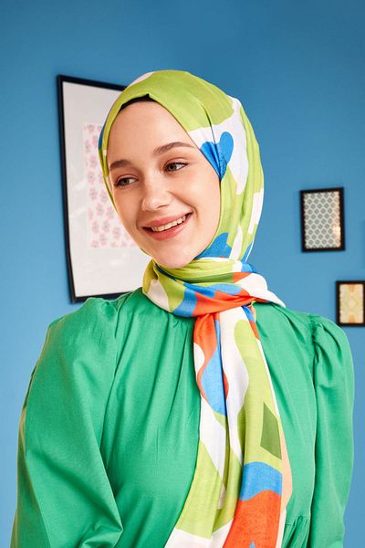Modakaşmir Şal din bumbac cu model de camuflaj