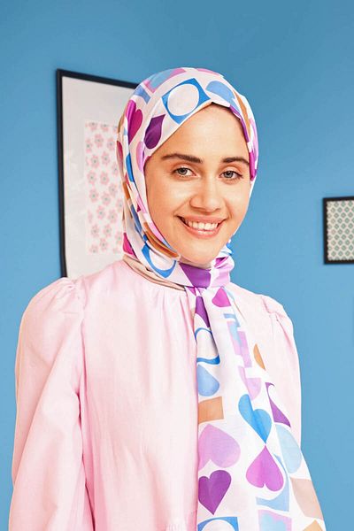 Modakaşmir Şal din bumbac cu model de inimă