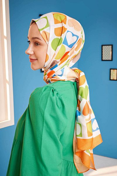 Modakaşmir Heart Pattern Cotton Shawl