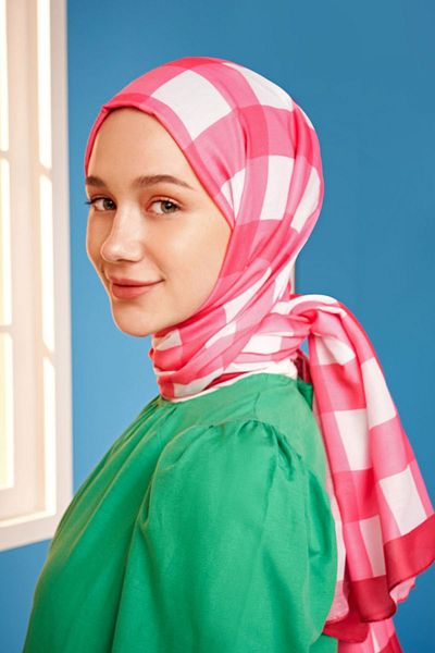 Modakaşmir Plaid Pattern Cotton Shawl