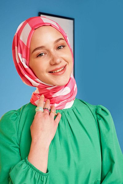 Modakaşmir Plaid Pattern Cotton Shawl