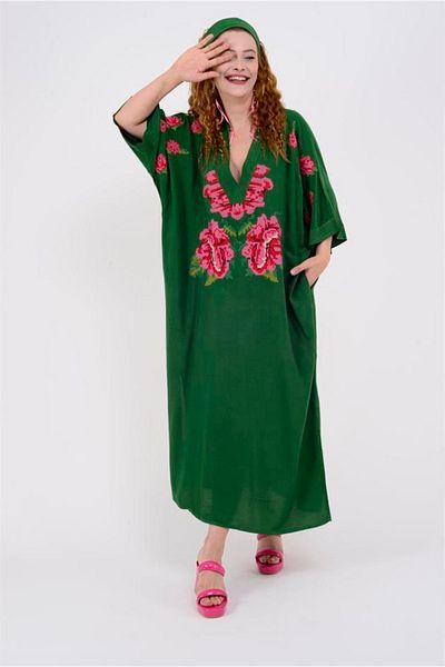 ZTO Women's Embroidered V-Neck Dress