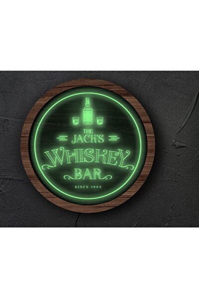 Bk Gift Kişiye Özel Led Işıklı Yuvarlak Bar Tabelası, Işıklı Tabela, Bar Deko...