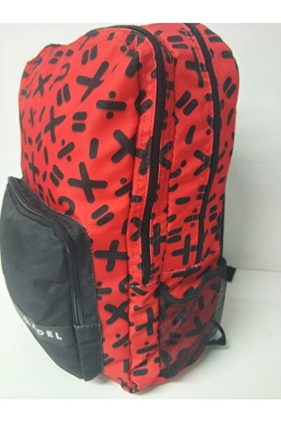 Adel Geometry Pattern Backpack School Bag Red